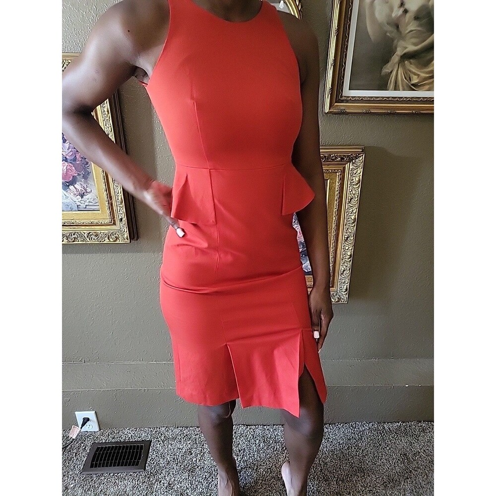 Banana Republic Dress Tuxedo size 0 Red  Sheath Back Slit Sleeveless
